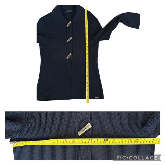 Saint James Pure Wool Knit Navy Cardigan Sweater Big Button Women’s US 6 UK 10 - Picture 11 of 12